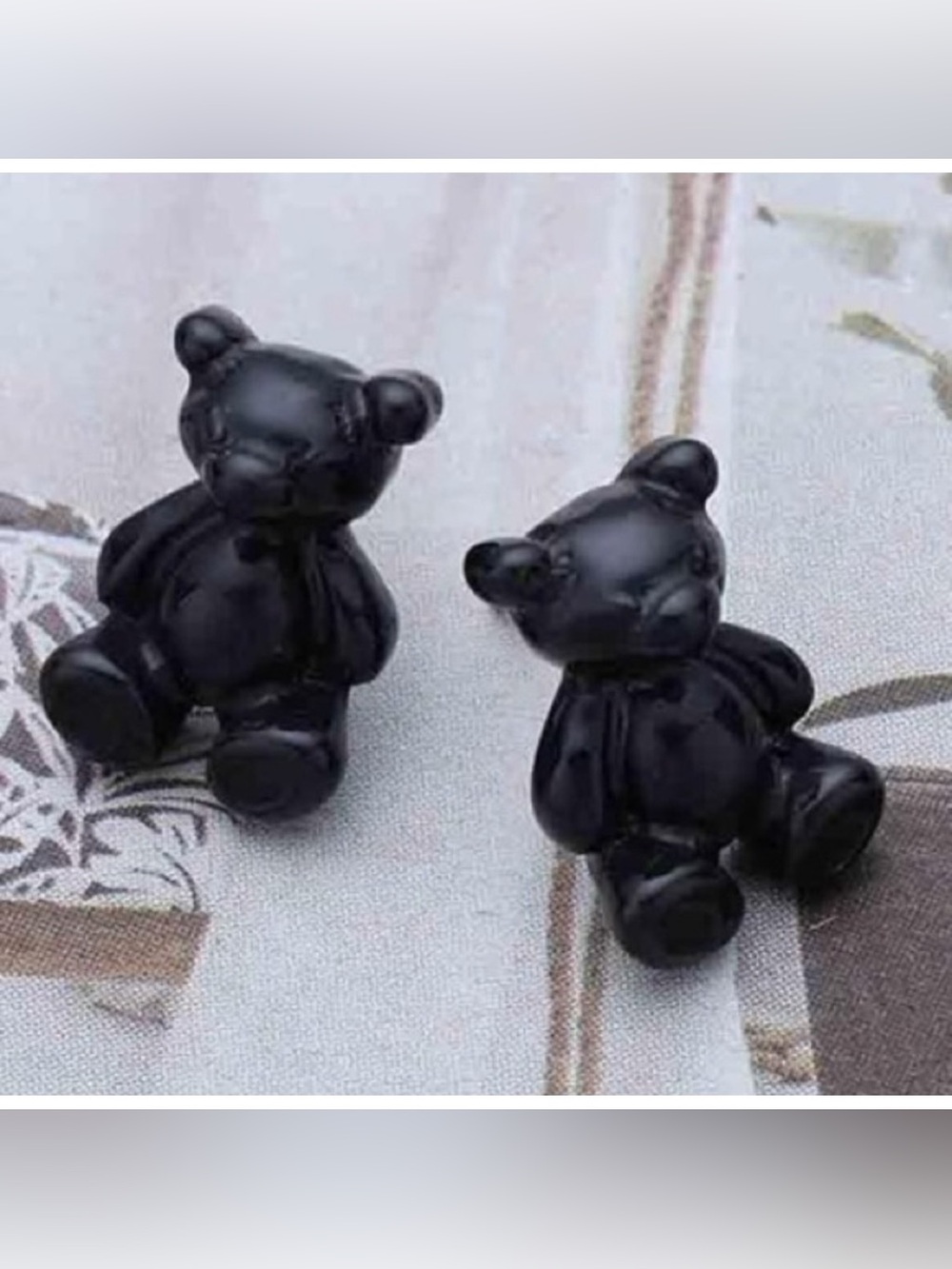 🧸NEW Resin Teddy Bear Stud Drop Earrings Black Cute Candy Y2K